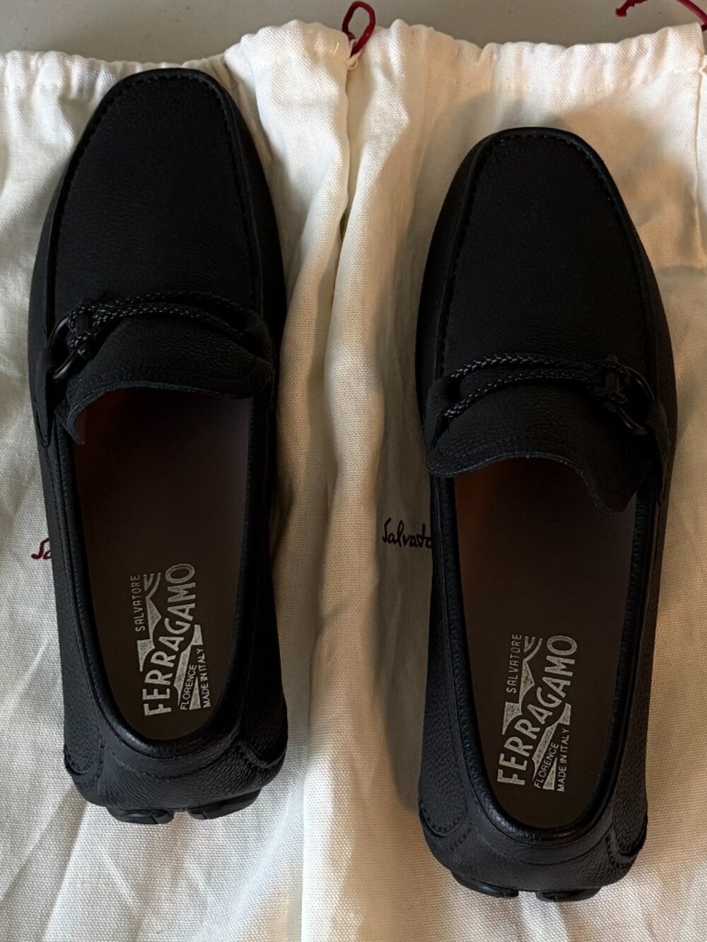 Salvatore Ferragamo Men’s Black Leather Driver Loafers Size 9.5 EE Made in Italy - Picture 5 of 8